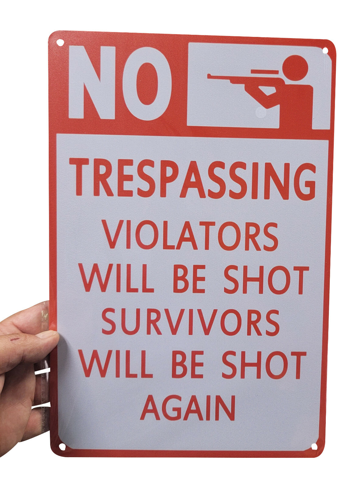 AMERICAN WIT 8″ x 12″ Metal Sign (NO TRESPASSING Violators Will Be Shot Again