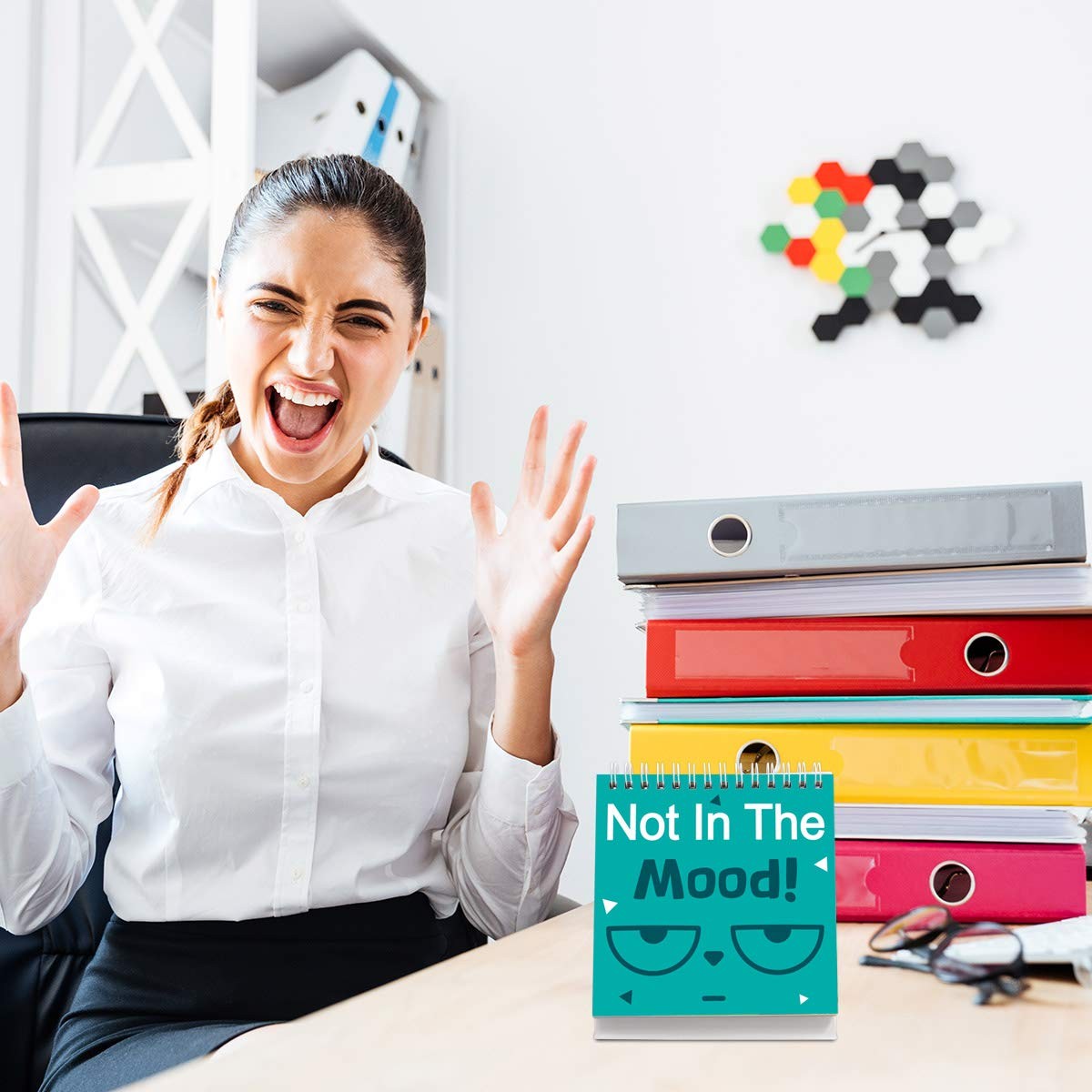 Multicolor Funny Desk Sign Set with Erasable Boards and Marker 5×5 Inches