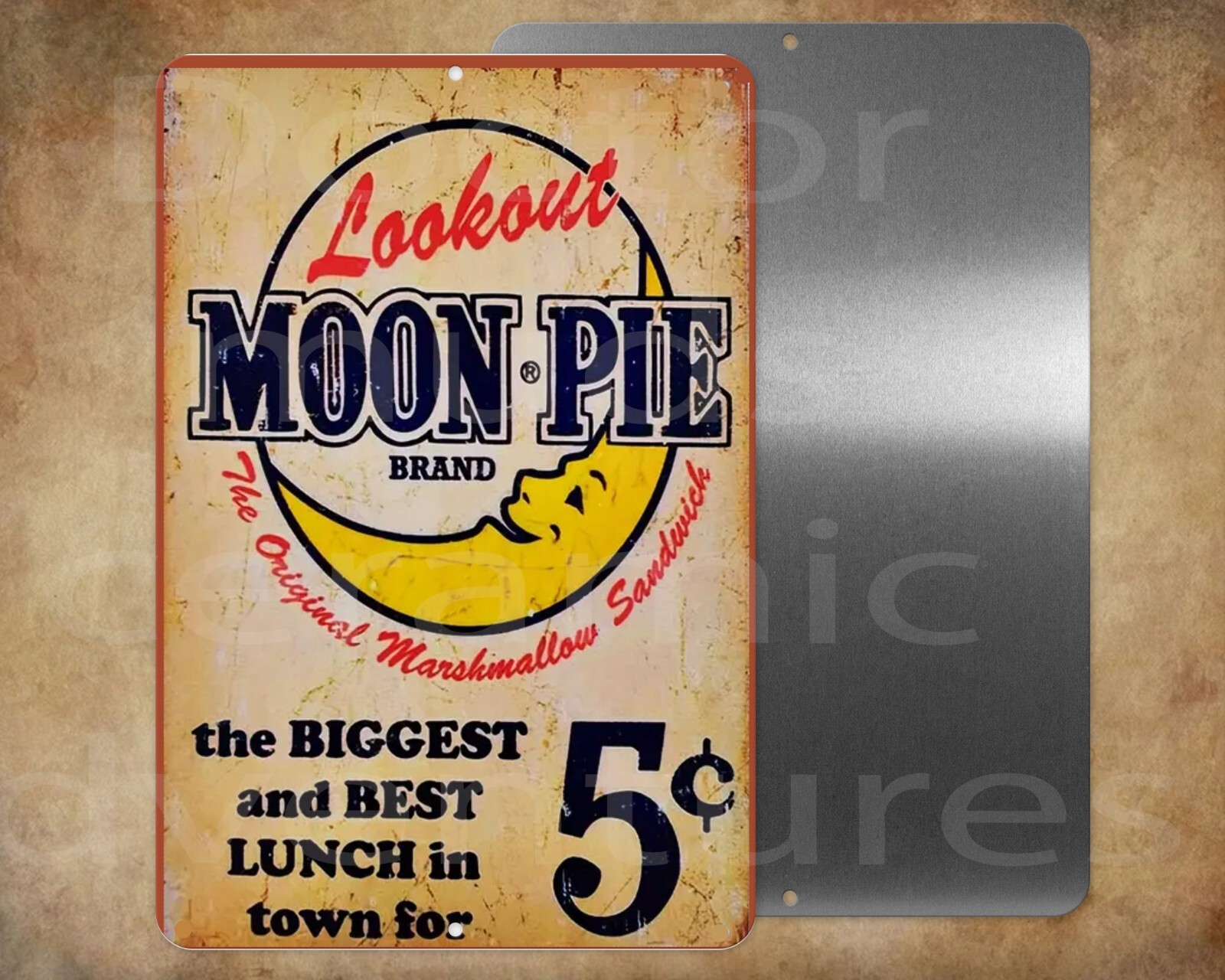 Lookout Moon Pie 5 cent advertising 8 x 12″ metal sign Made in USA