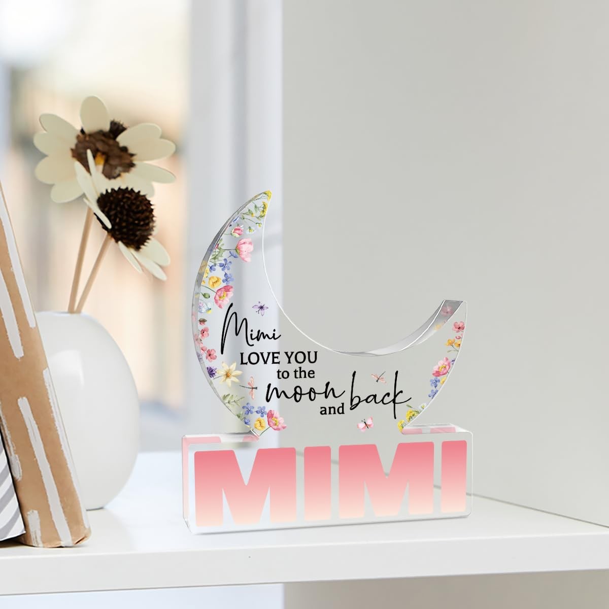 Mimi Gifts Gifts for Mimi From Grandkids Acrylic Moon Decorations 5.0 x 4.0 i…
