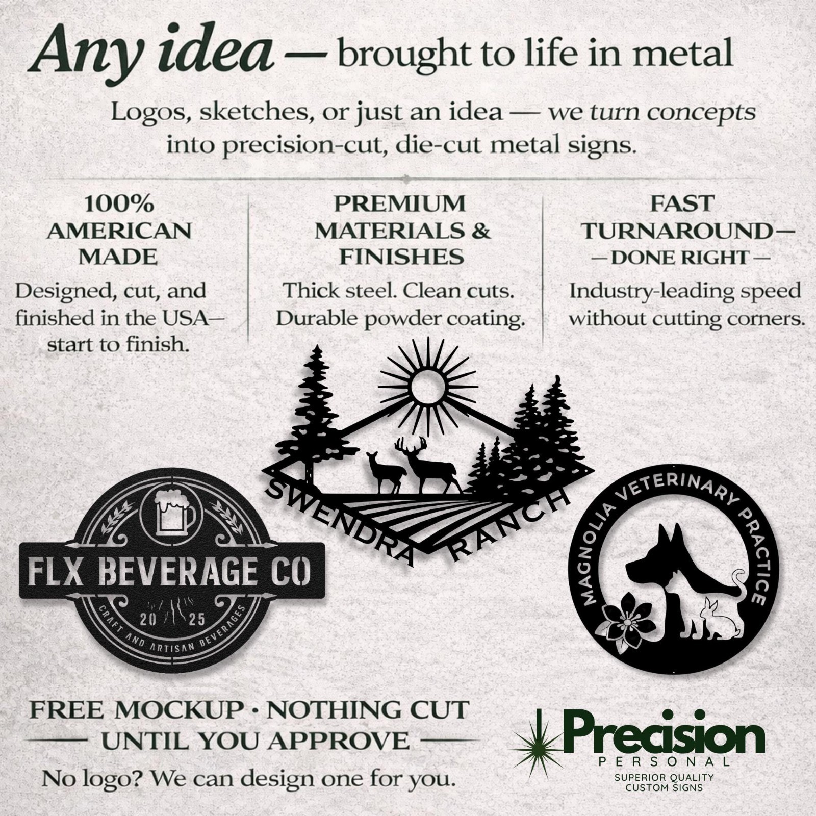 Custom Metal Sign – Your Logo, Design, Ideas, or Personalized Text Crafted in Me