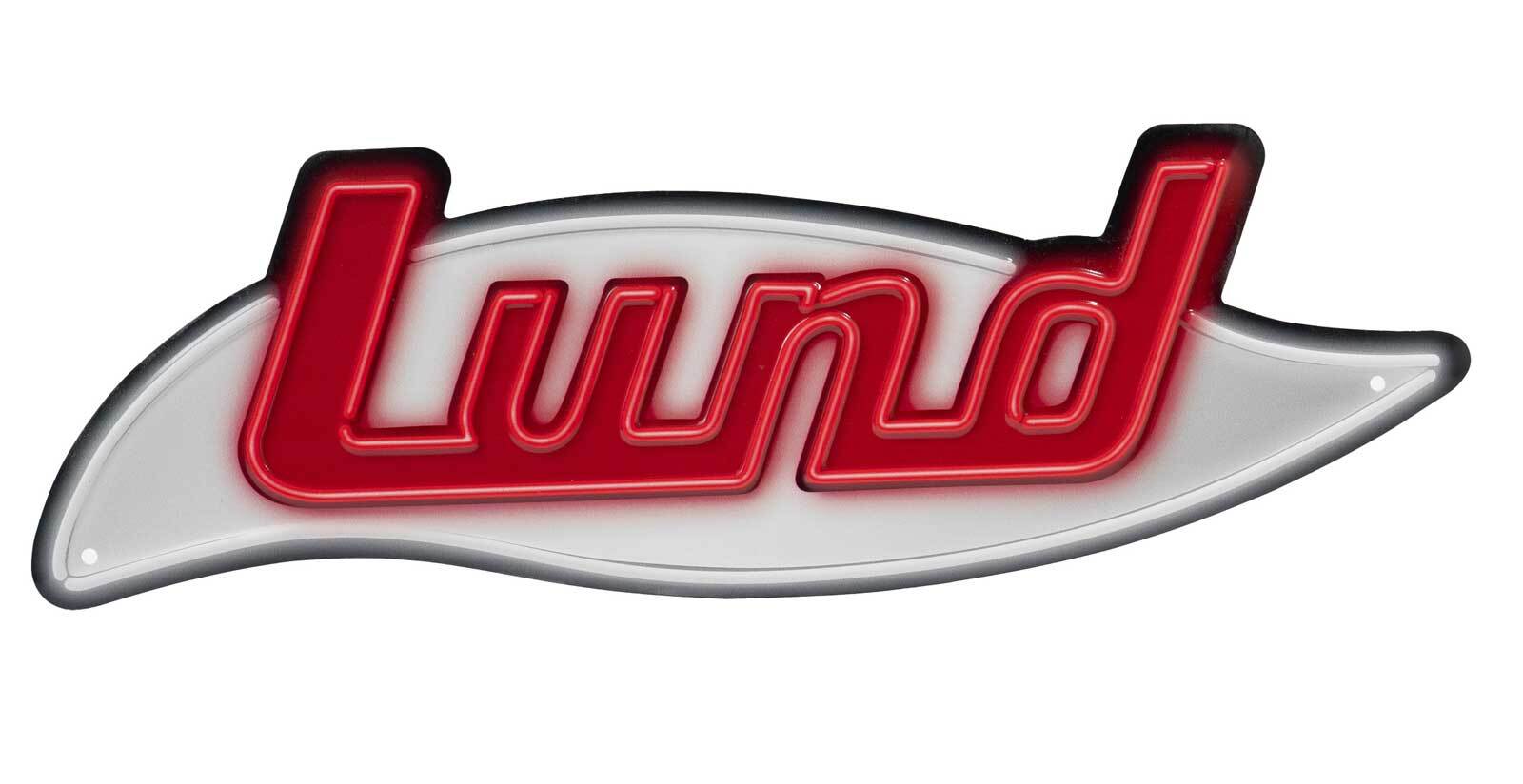 Lund Metal Sign, Custom Shaped w/ Embossed Retro ‘Noen’ Logo LUN-63008