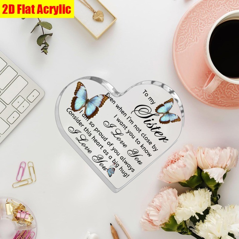 Acrylic Heart Plaque To My Sister Sibling Birthday Gift for Sister Love Keepsake