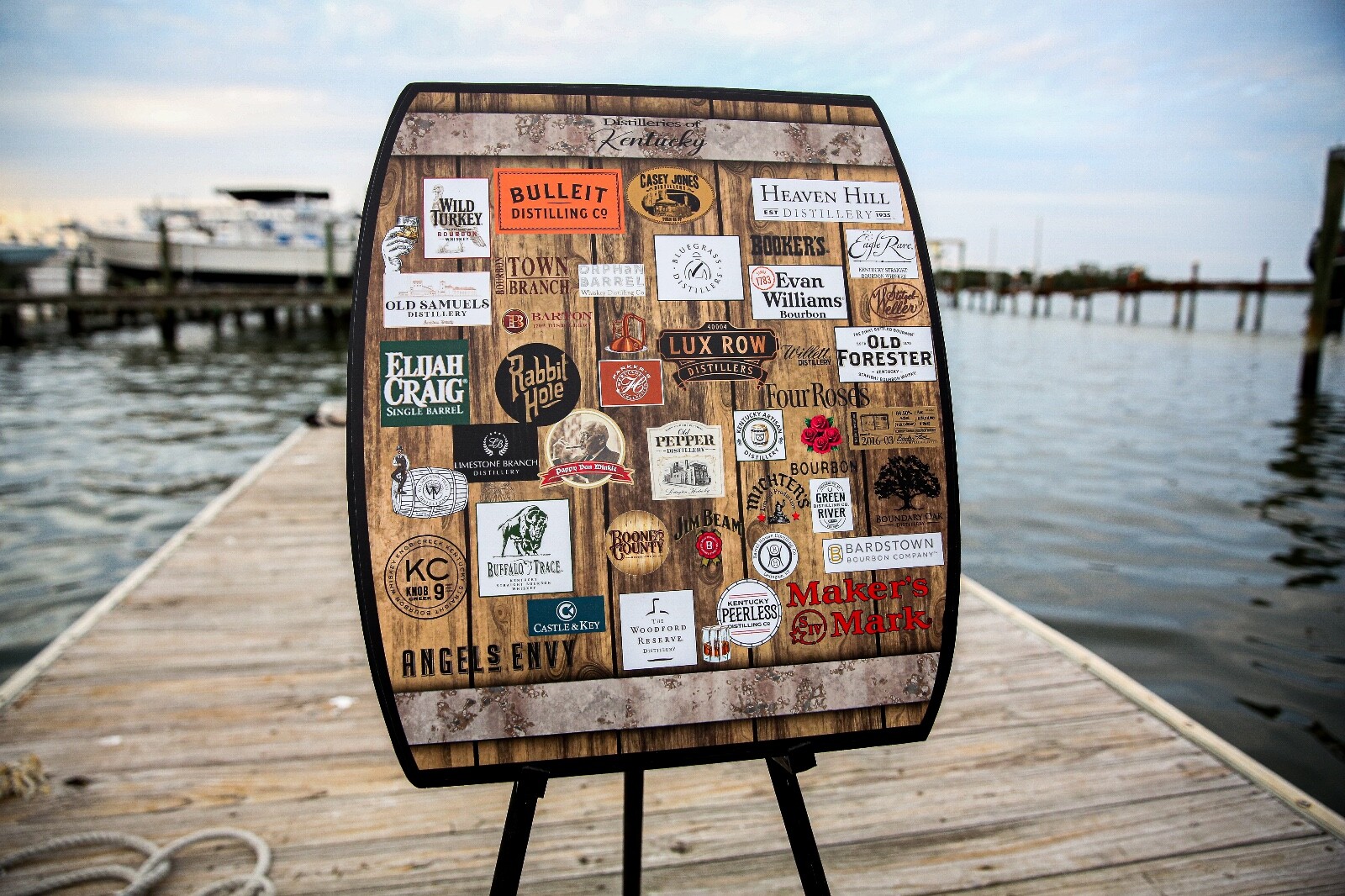 Kentucky Bourbon Barrel Sign with Distilleries