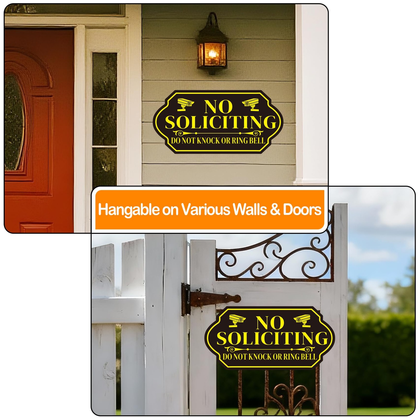 No Soliciting Sign with Stake for House, Aluminum 14″x 7″ Outdoor Yard Sign