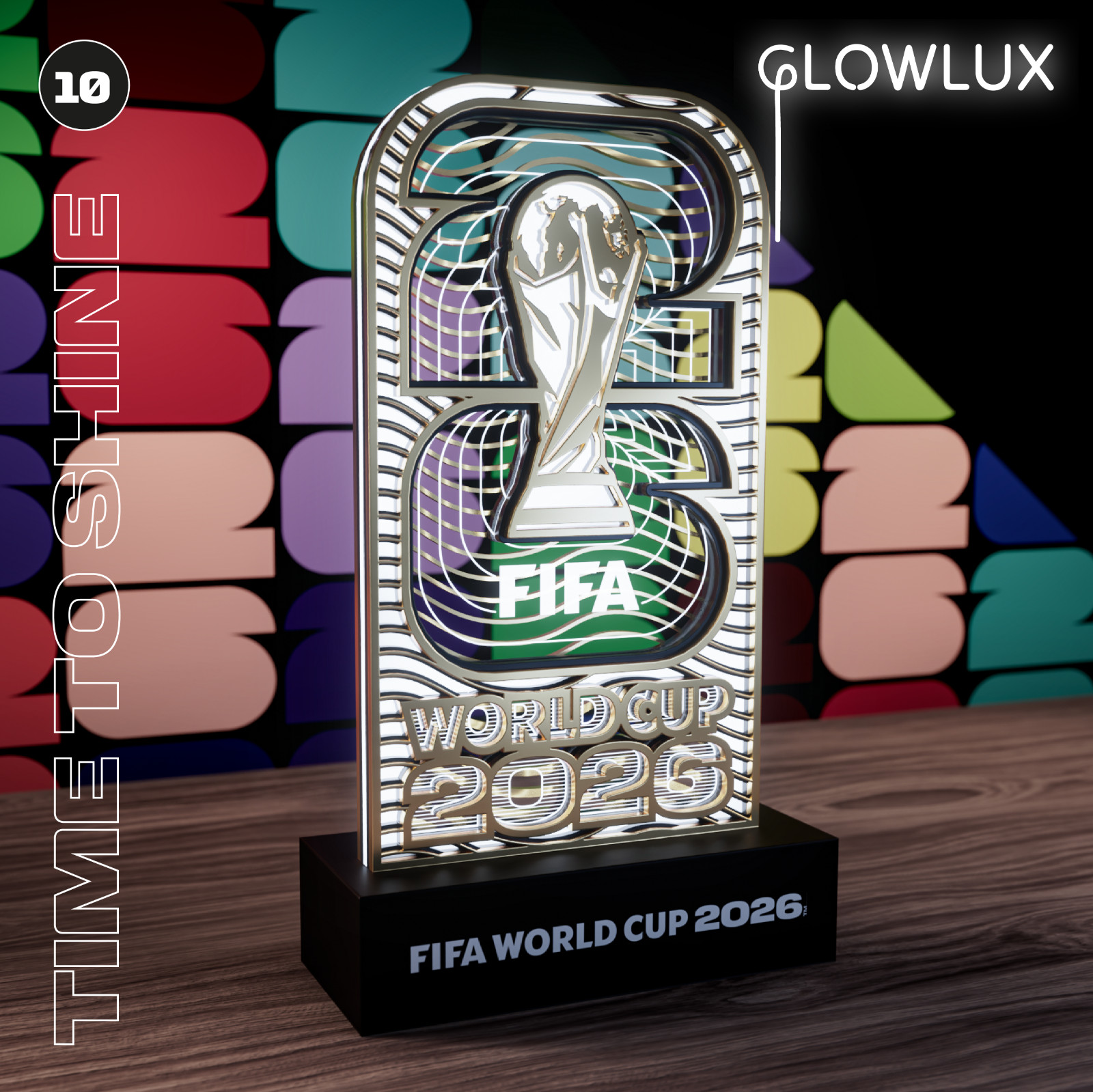 Official FIFA World Cup 26 Trophy LED Neon Sign Acrylic Desk Decor Light