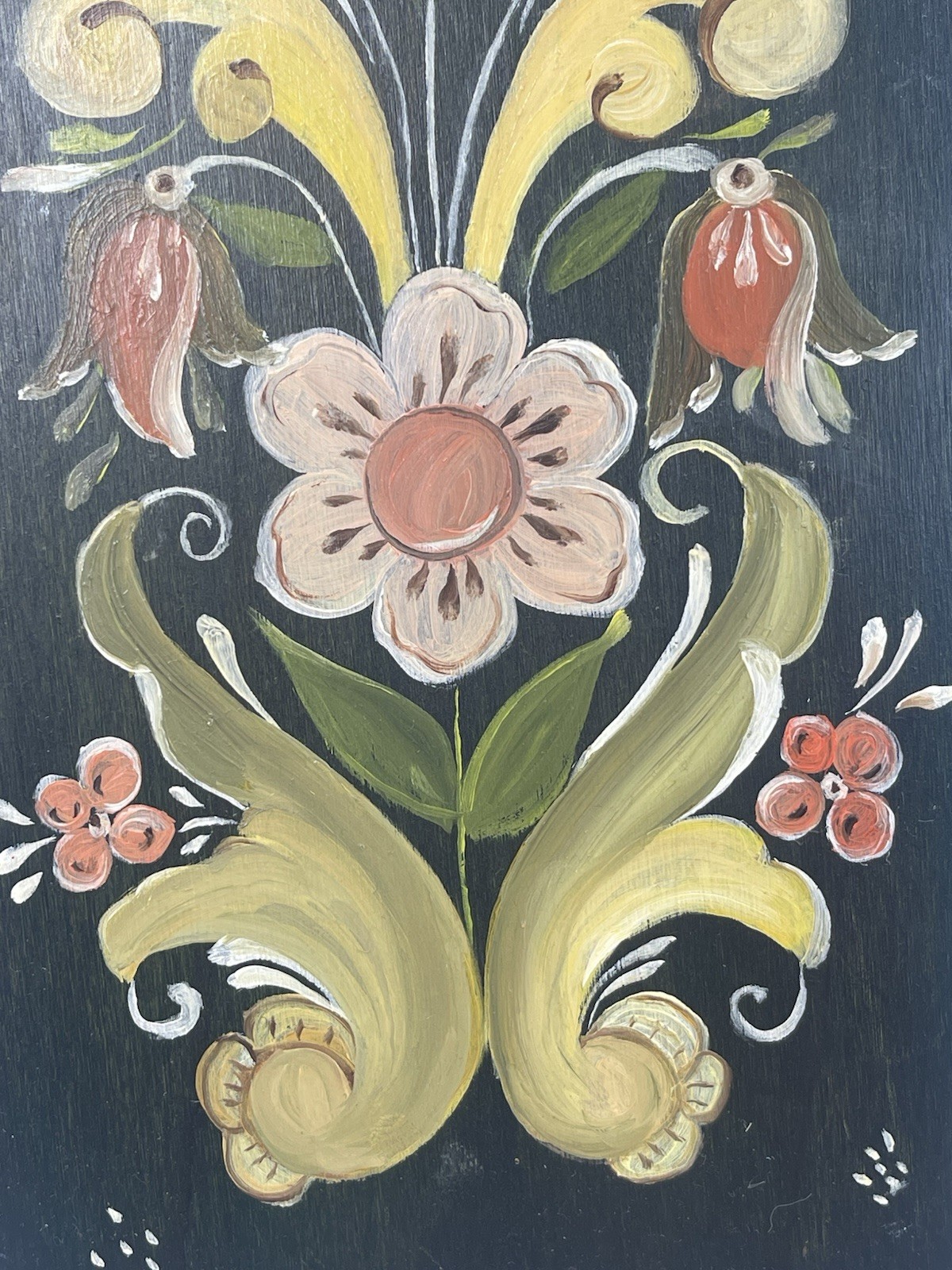Hand Painted Rosemaling Wall Plaque Norwegian Folk Art Door County Wisconsin