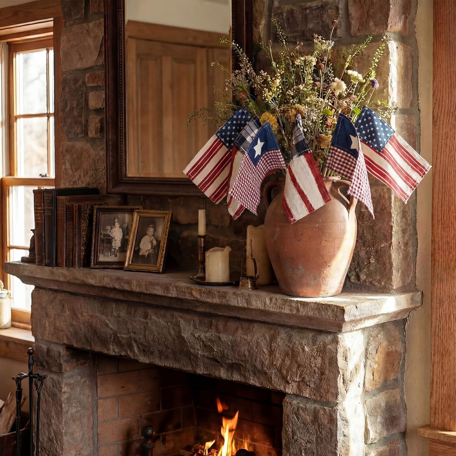 Chumia 6 Pcs 250th Anniversary Patriotic Vintage American Flag Square Decorat…