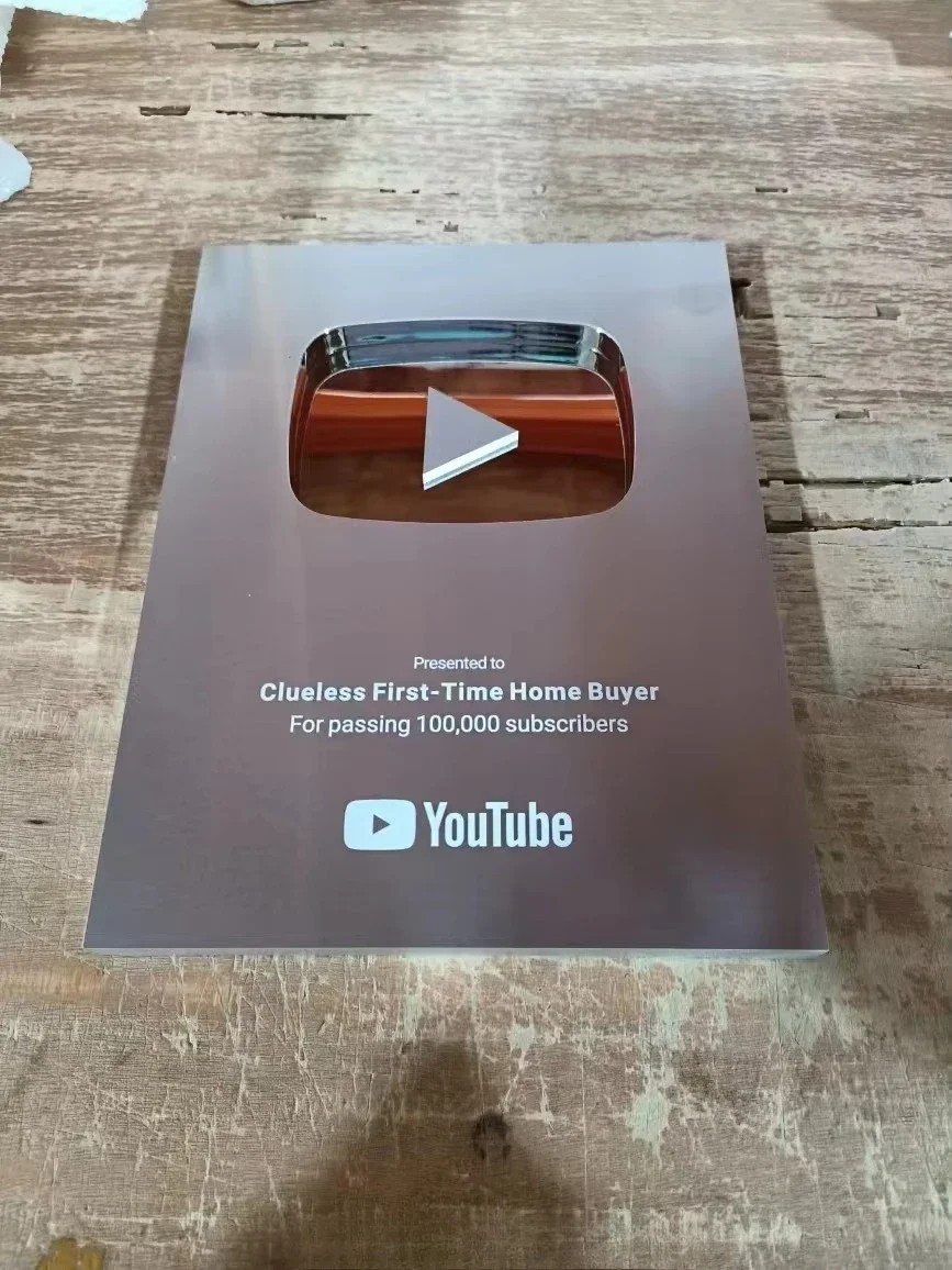 Genuine YouTube Creator Award – Silver Play Button Plaque