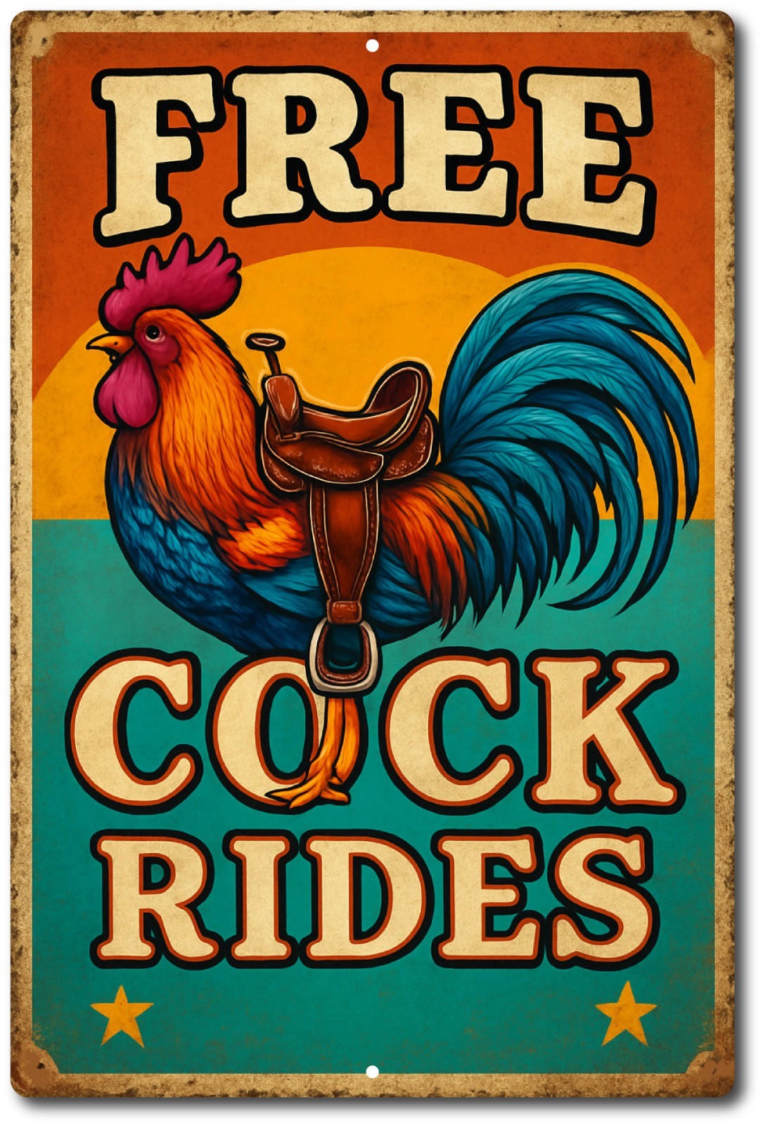 Funny Tin Sign 8×12 Aluminum Rooster Wall Decor Vintage Retro Humor