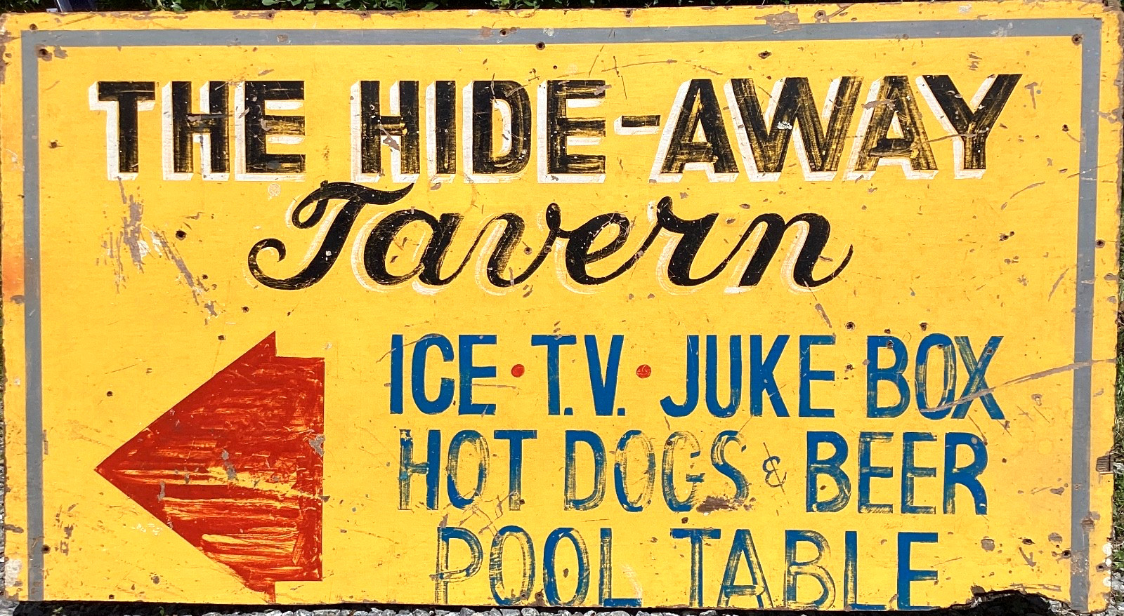 Large Vintage Bar Sign Hand Painted Rustic Wall Decor Tavern Arrow 48 x 26