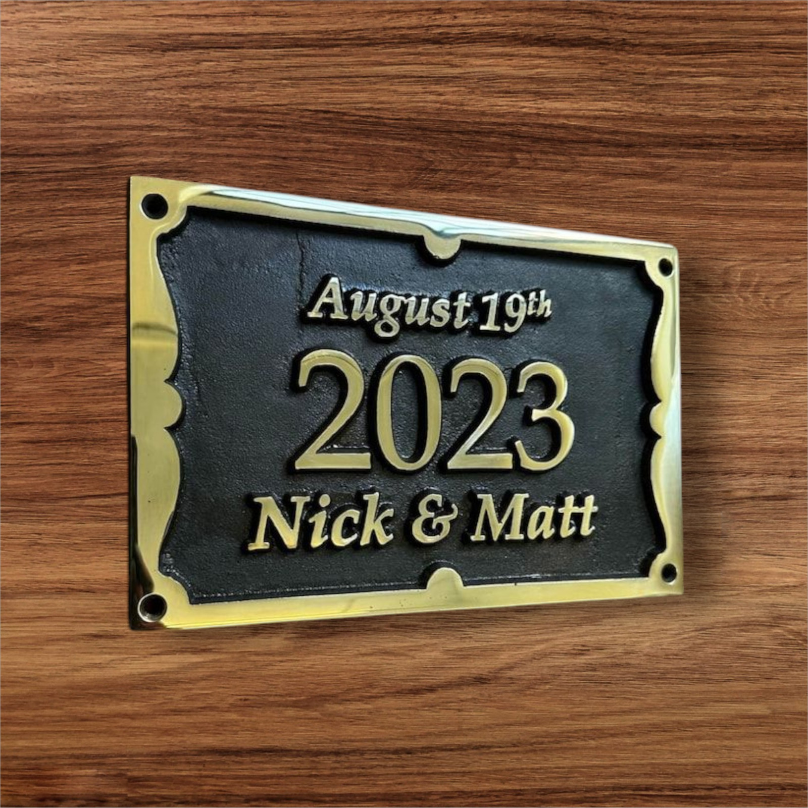 Cast Bronze Wedding Plaque Celebration – Elegant Personalized Anniversary Gift,