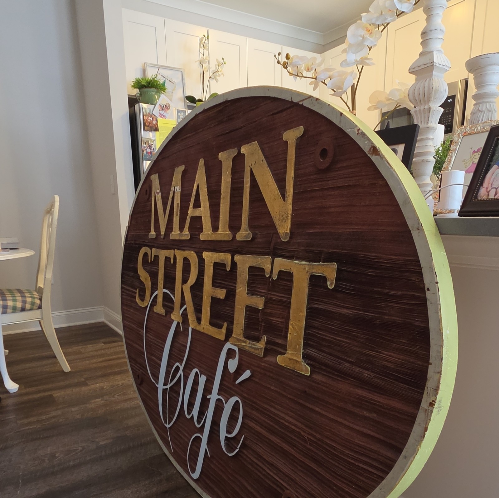 Large Antique Sign Main Street Cafe + Sillyheart Boutique Doublesided Home Decor