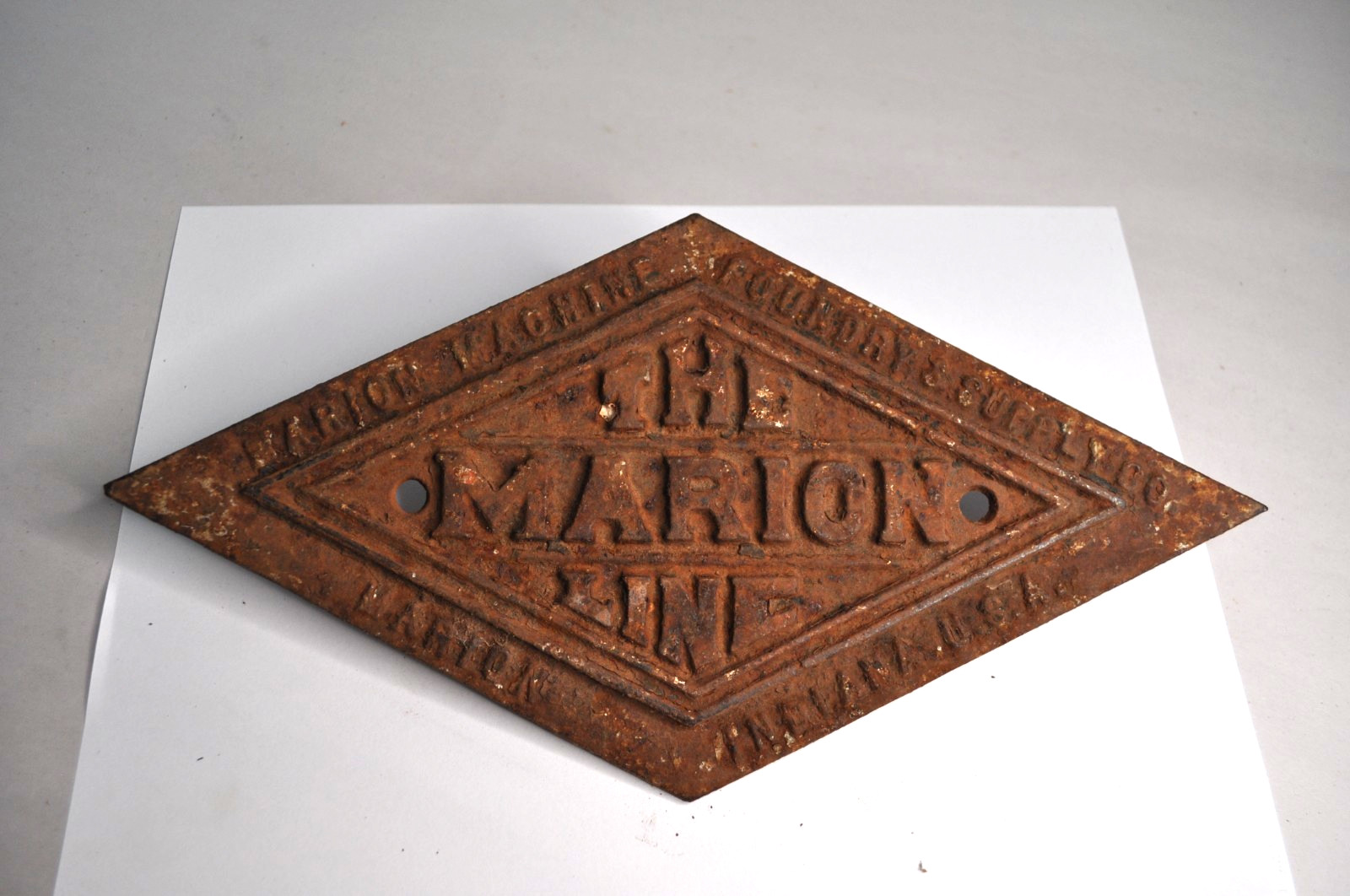 RARE Marion Line Indiana Machine Foundry Supply Cast Iron Sign Plaque