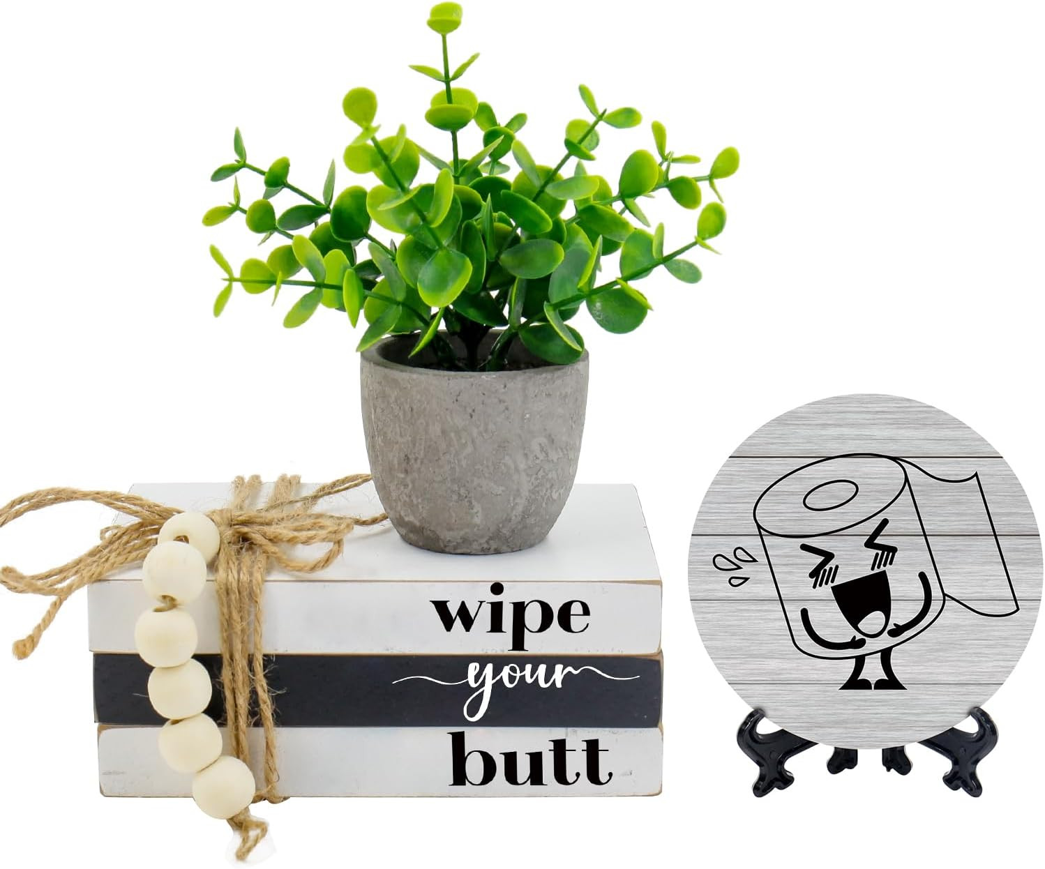Bathroom Shelf Decor Signs, Modern Farmhouse Bathroom Decor Signs, Funny Wooden