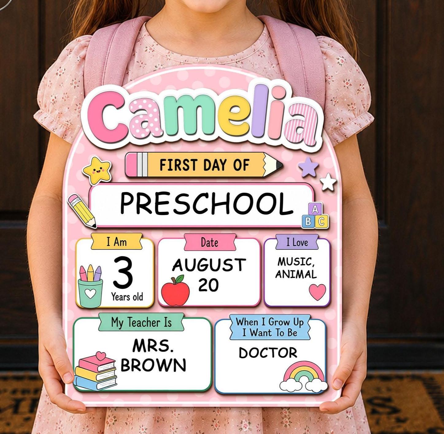 Custom First & Last Day School Sign, Reusable Dry Erase Milestone Board