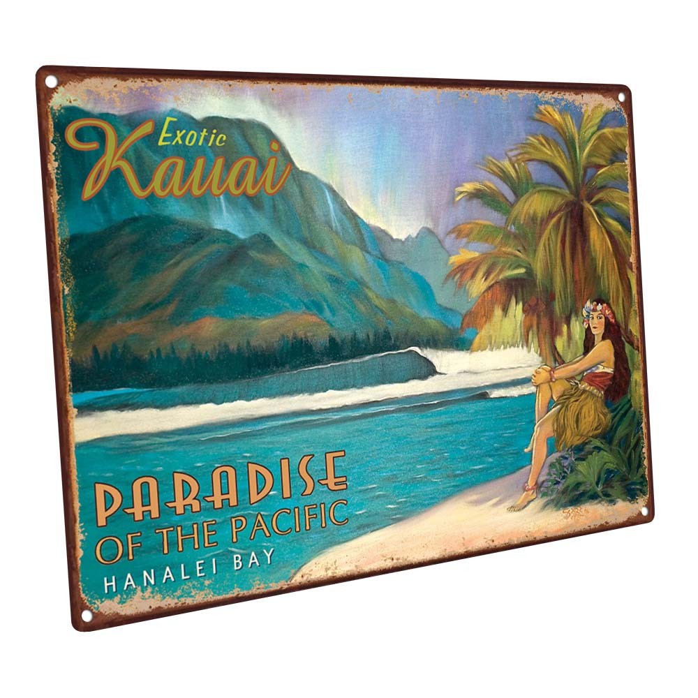 Exotic Kauai Metal Sign; Wall Decor for Beach House or Coastal Home