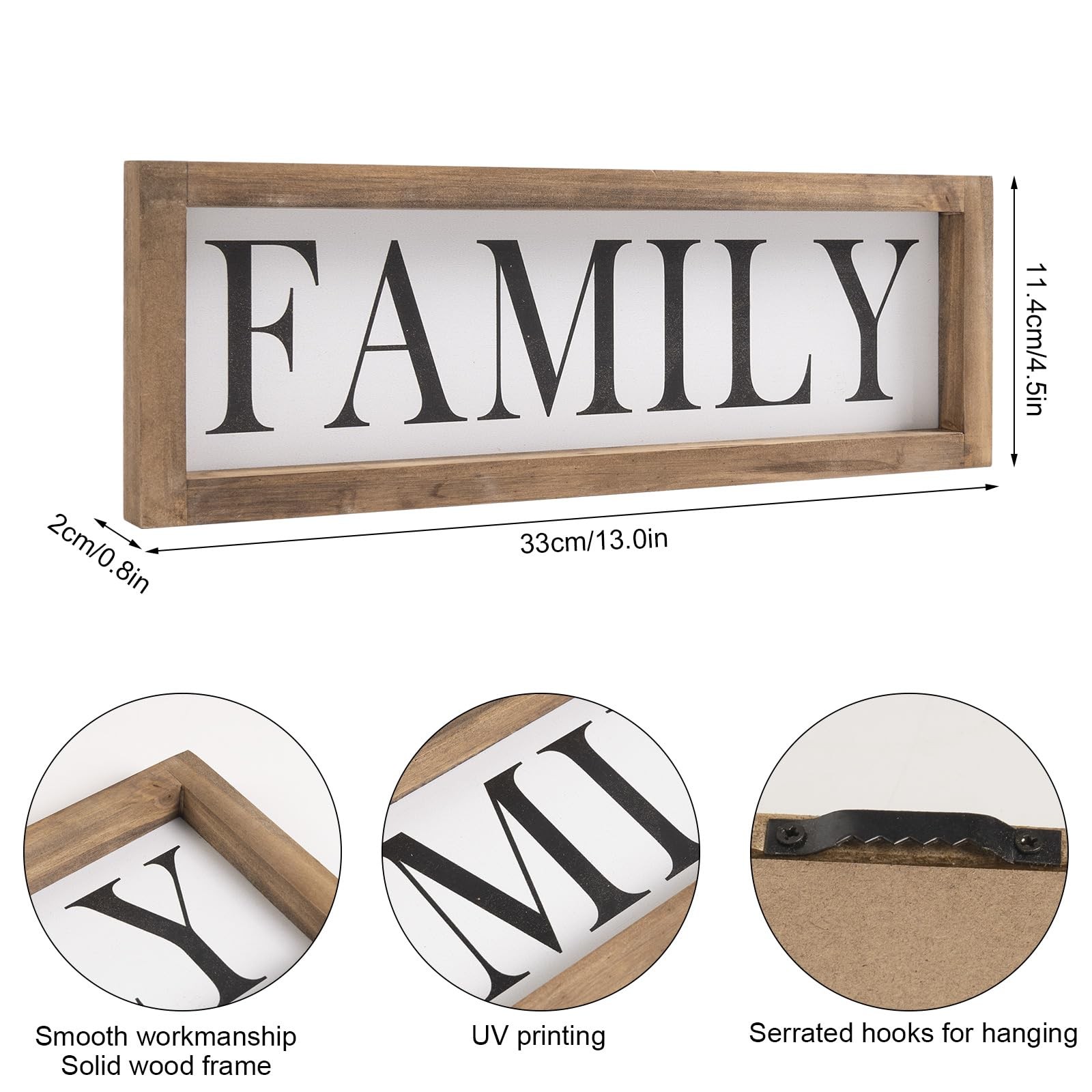 Wooden Family Sign, Wood Frame Family Wall Decor, Rustic Decorative Signage P…