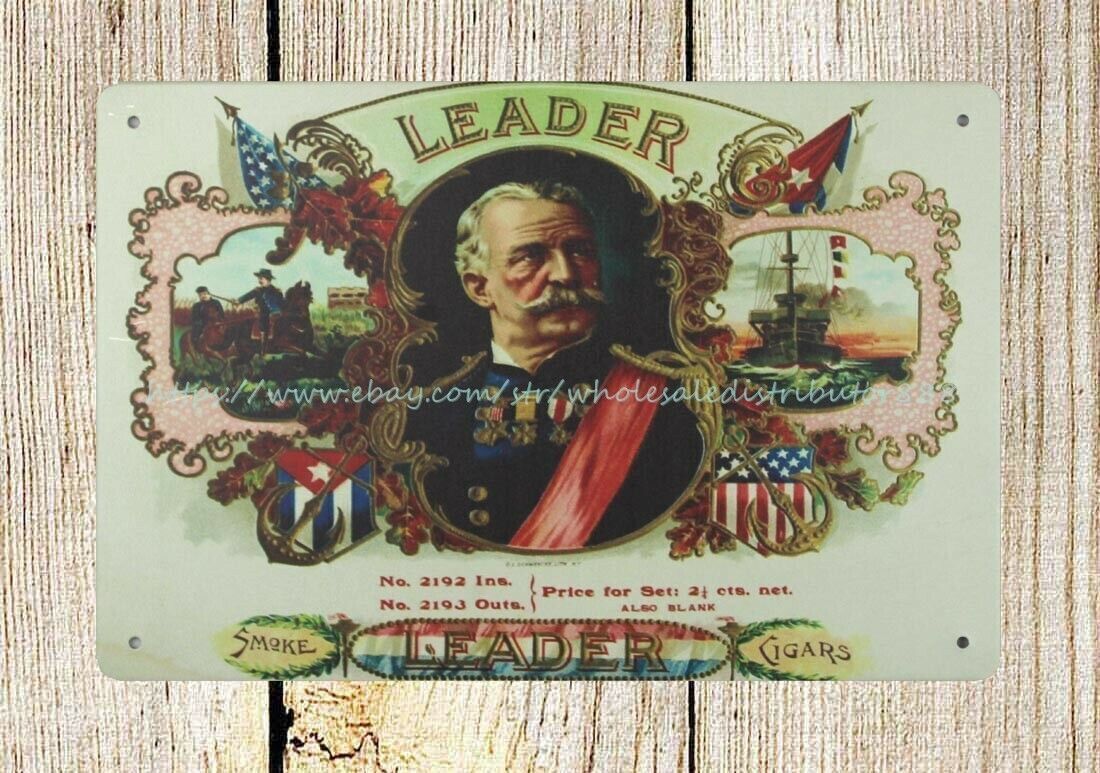 room decor accessories Cigar Labels Leader metal tin sign