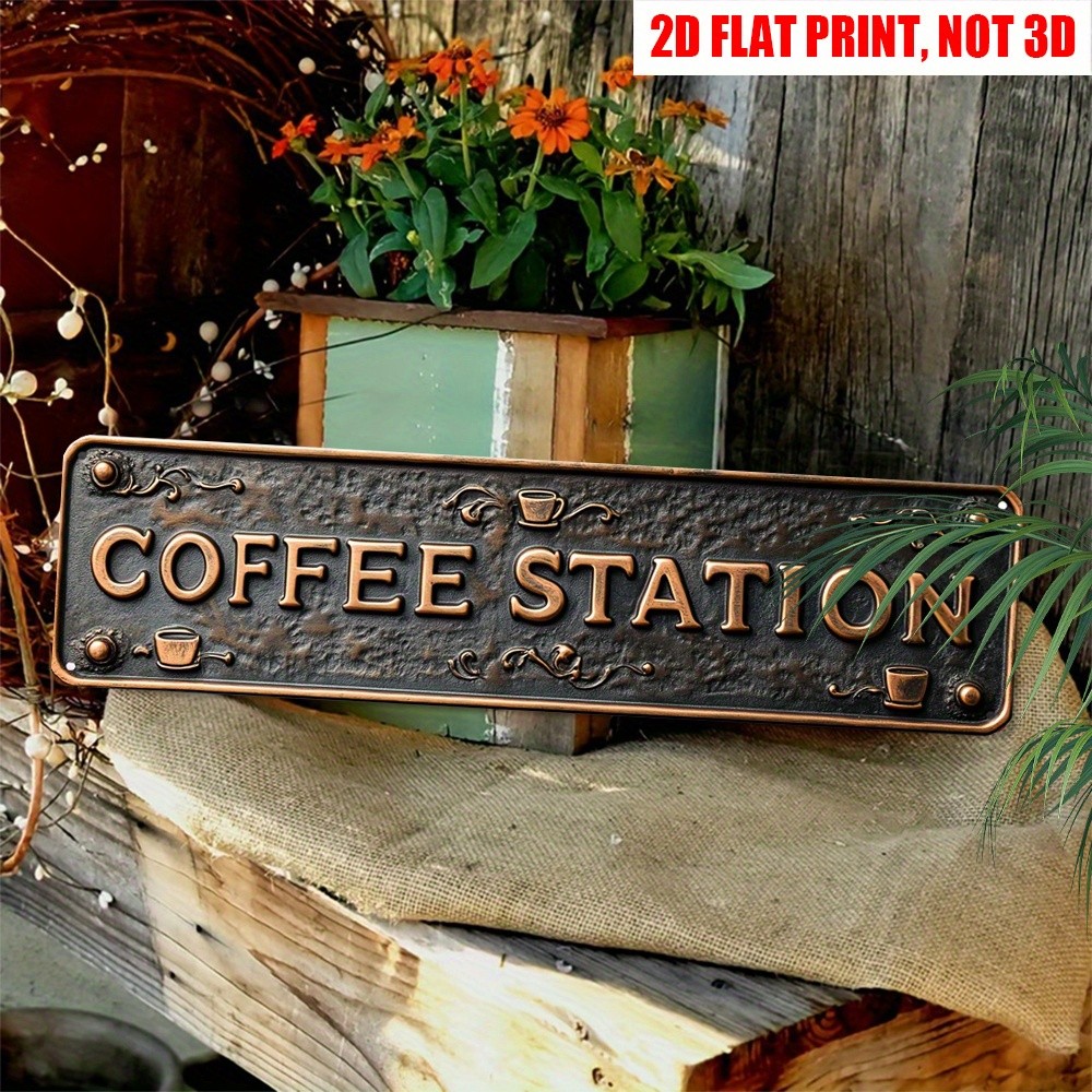 Vintage Coffee Station Metal Sign Retro Coffee Bar Home Cafe Decor Kitchen Gift