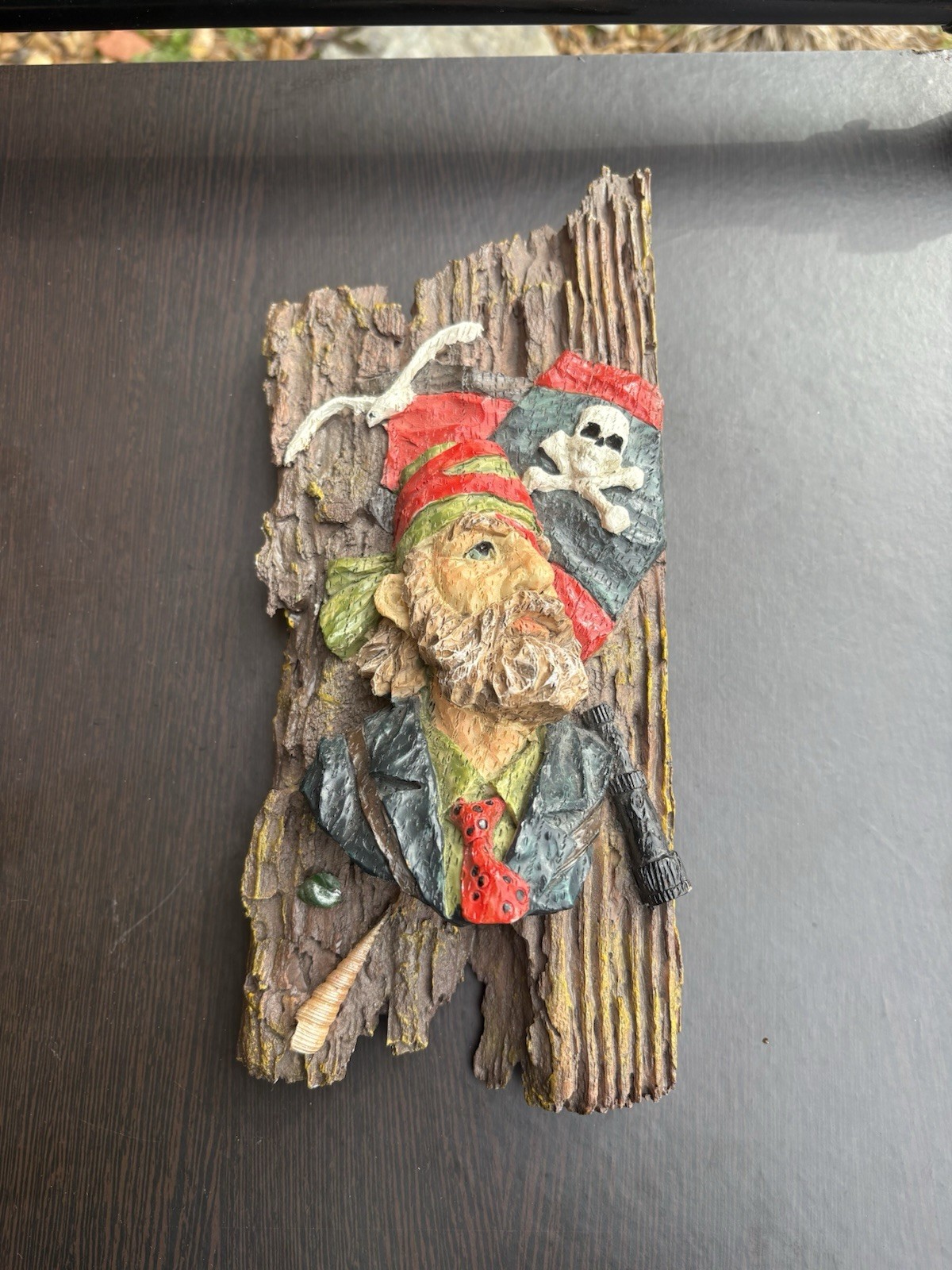 Vintage Pirate Wooden Wall Art Painted Hanging Art Plaque 11.5 Inches