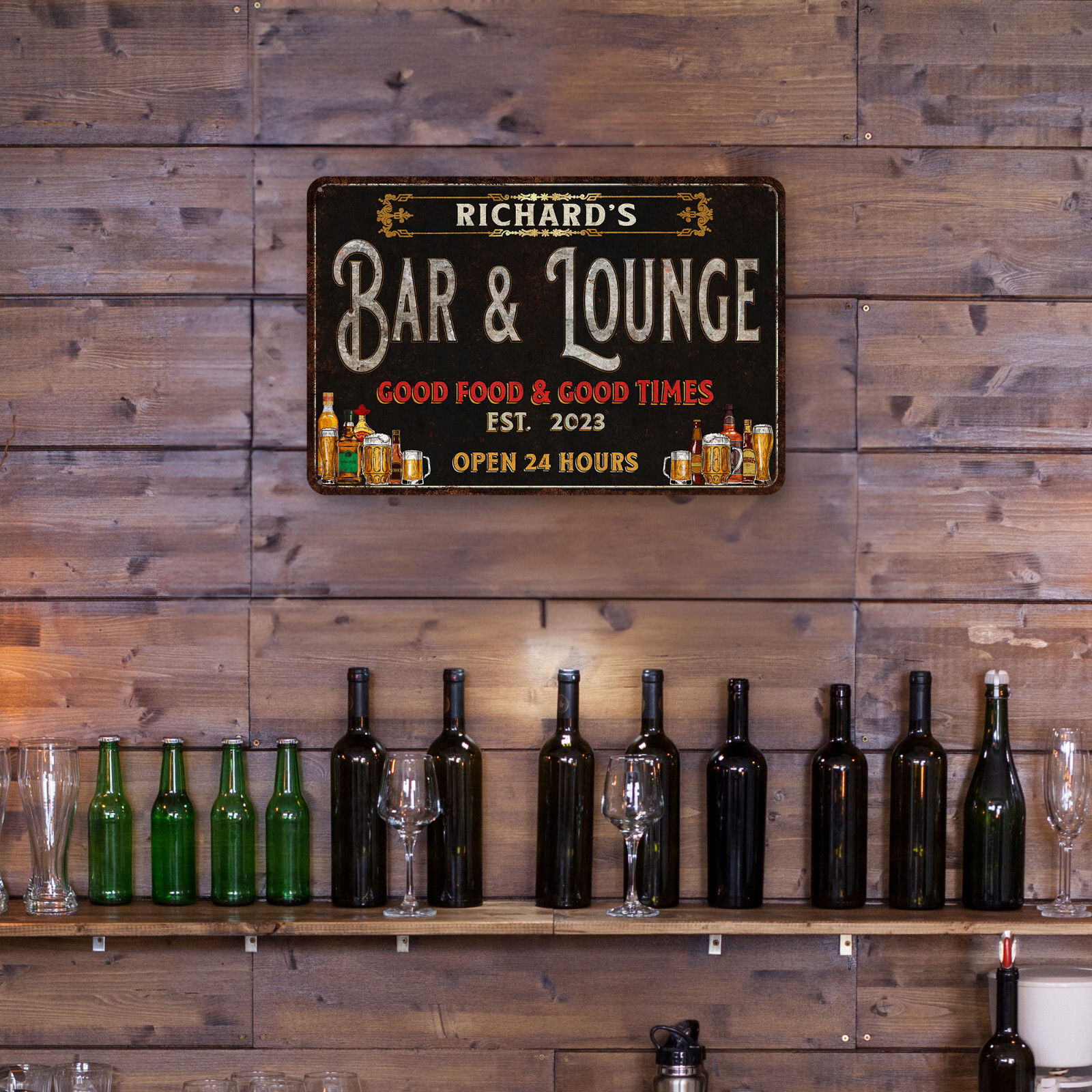 Custom Bar & Lounge Sign Bar and Lounge Metal Sign Gift For Dad 108122002152