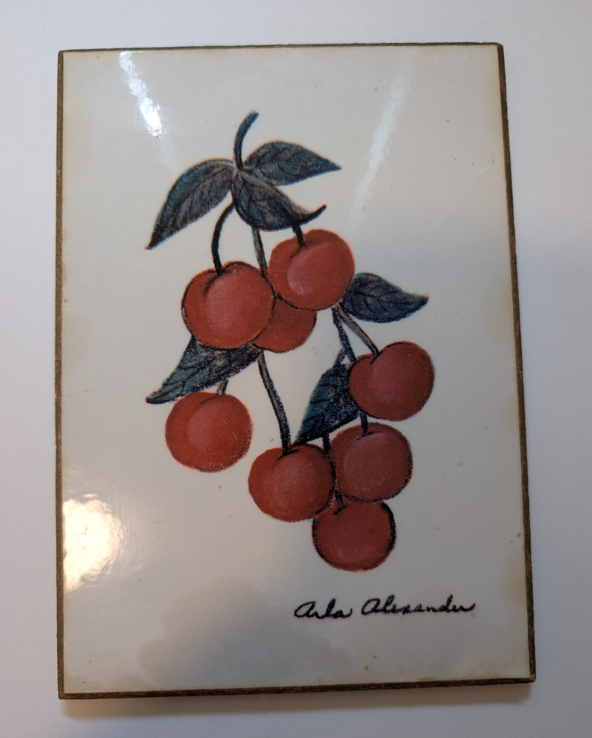 Arla Alexander Art Wall Plaque Cherries Lightweight Hanging 7×5