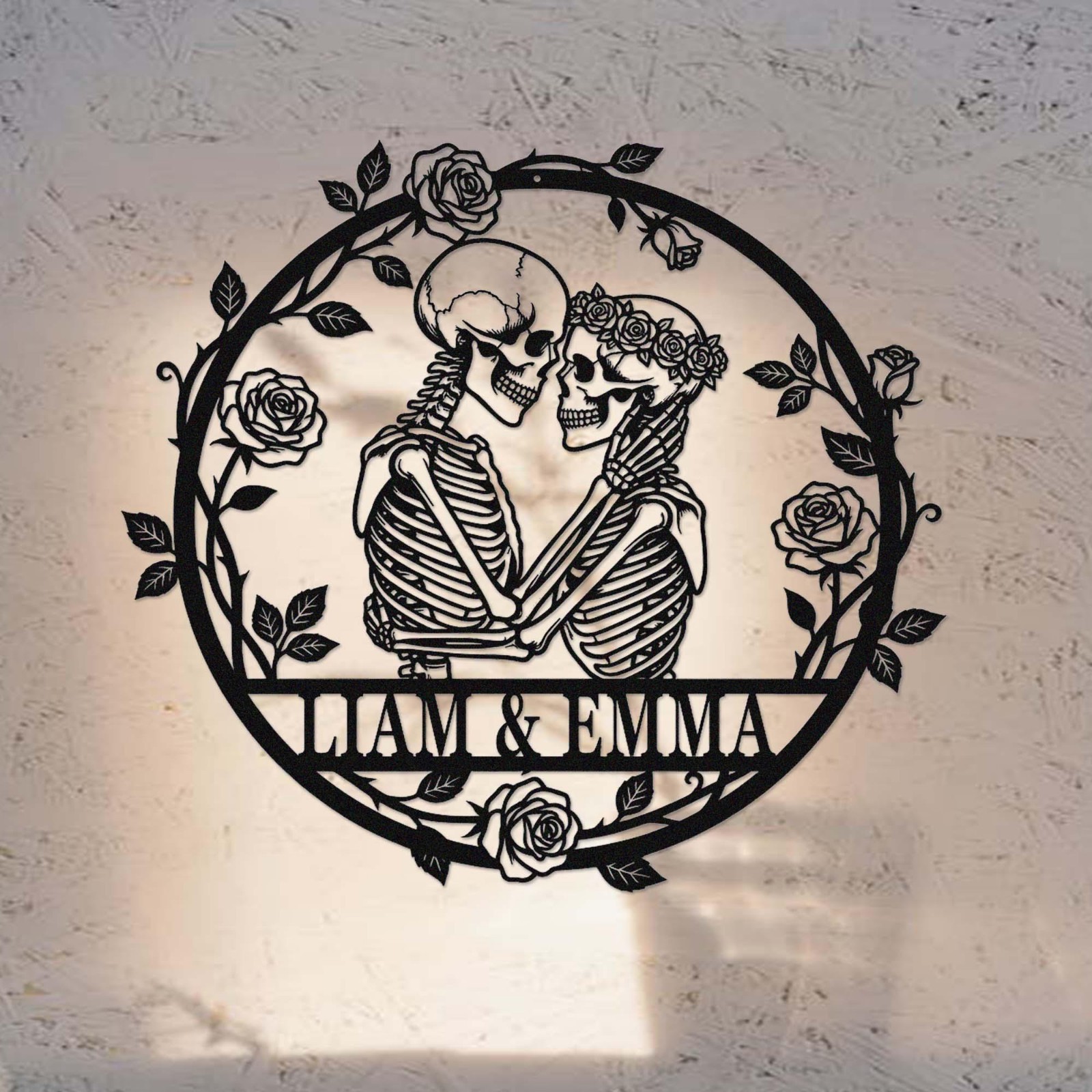 Personalized Skeleton Couple Metal Sign, Gothic Wedding Anniversary Gift
