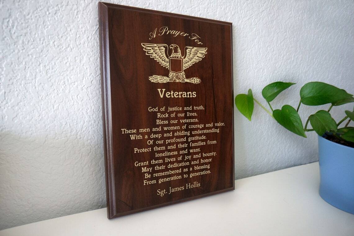Military Veteran Prayer Plaque – Personalized Veterans Gift, Military Prayer