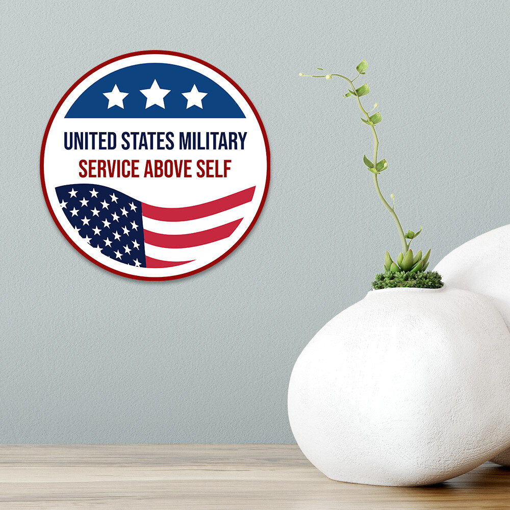 Circle Plus United States Military: Service Above Self Door or Wall Sign