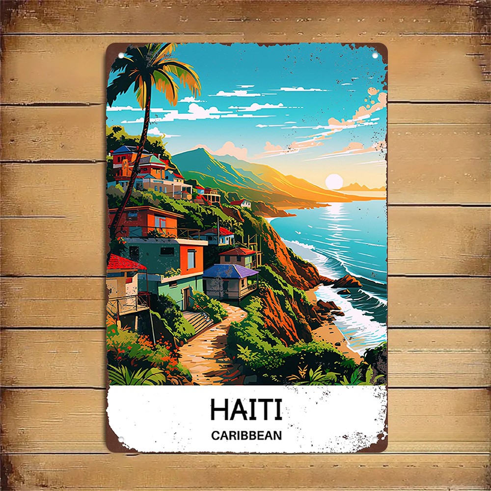 Haiti Metal Sign Vintage Caribbean Aluminum Sign 8×12 Funny Home Decor