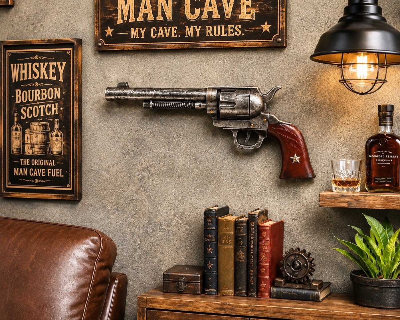 Rustic Antique Revolver Wall Decor Country Western Home Decor Man Cave