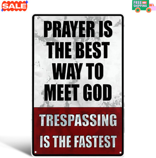 Funny No Trespassing Metal Sign Private Property Warning f/ Wall Fence Or Garage