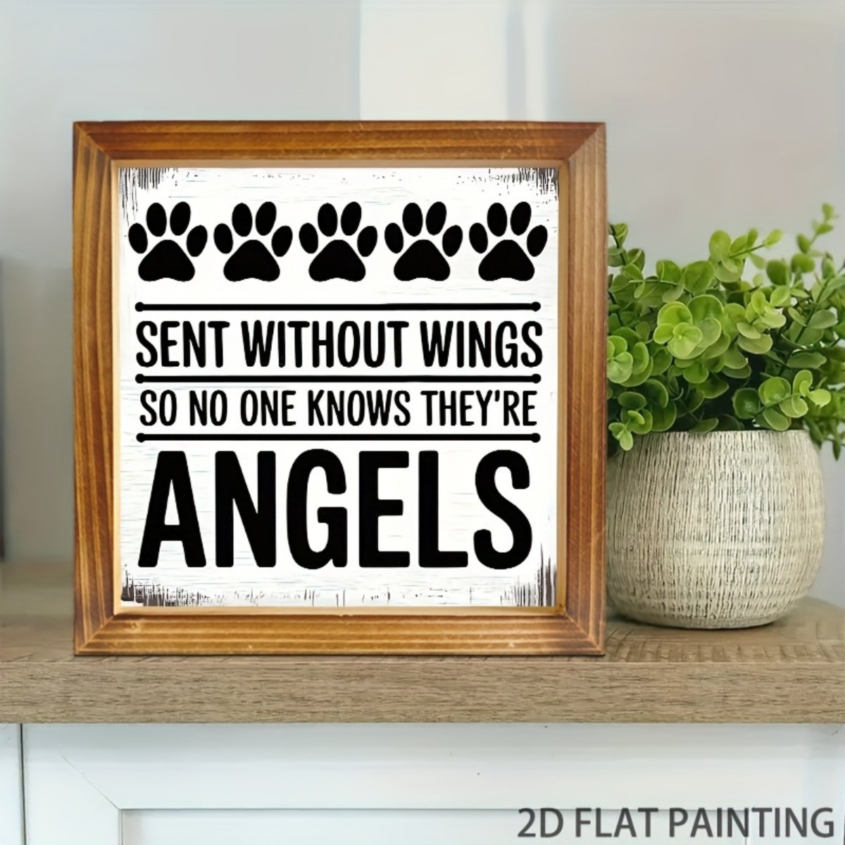 “Angels Without Wings” Wooden Sign Rustic Farmhouse Decor for Bedroom Cafe Gift