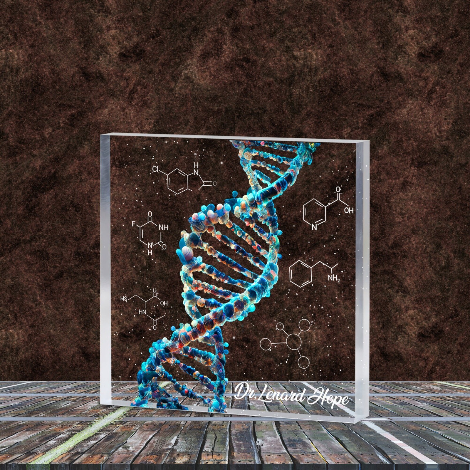 Personalized DNA Acrylic Block Custom Shape Science Gift Doctor Biology Lab Art