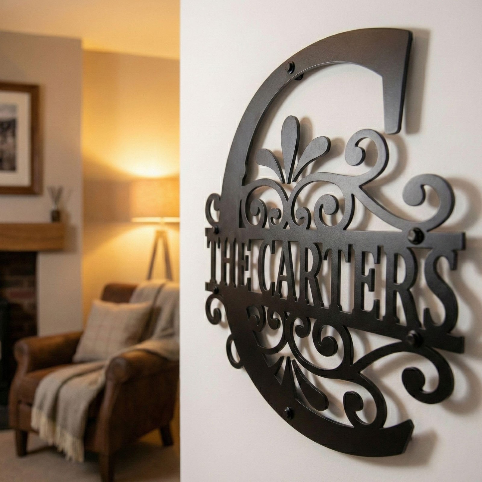 Custom Family Name Metal Wall Art | Personalized Monogram Sign 18″