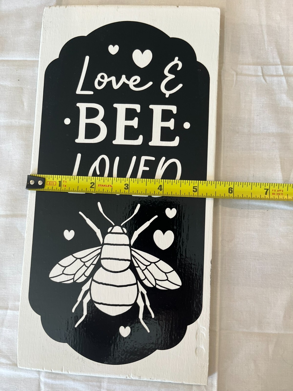 Love and Bee Loved Wooden Multi-Purpose Sign w/ Vinyl Cutout 11” x 5.5”