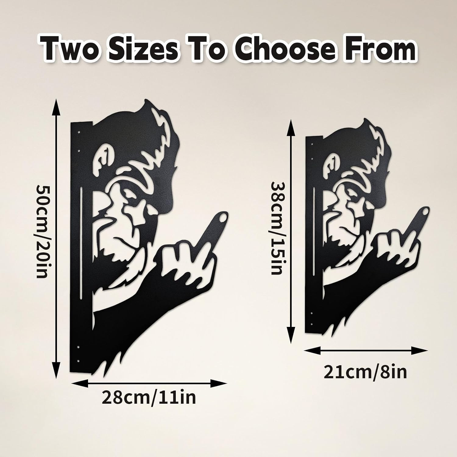 Peaking a Boo Flipping off Bigfoot Animal Metal Sign Art Ornament, Middle