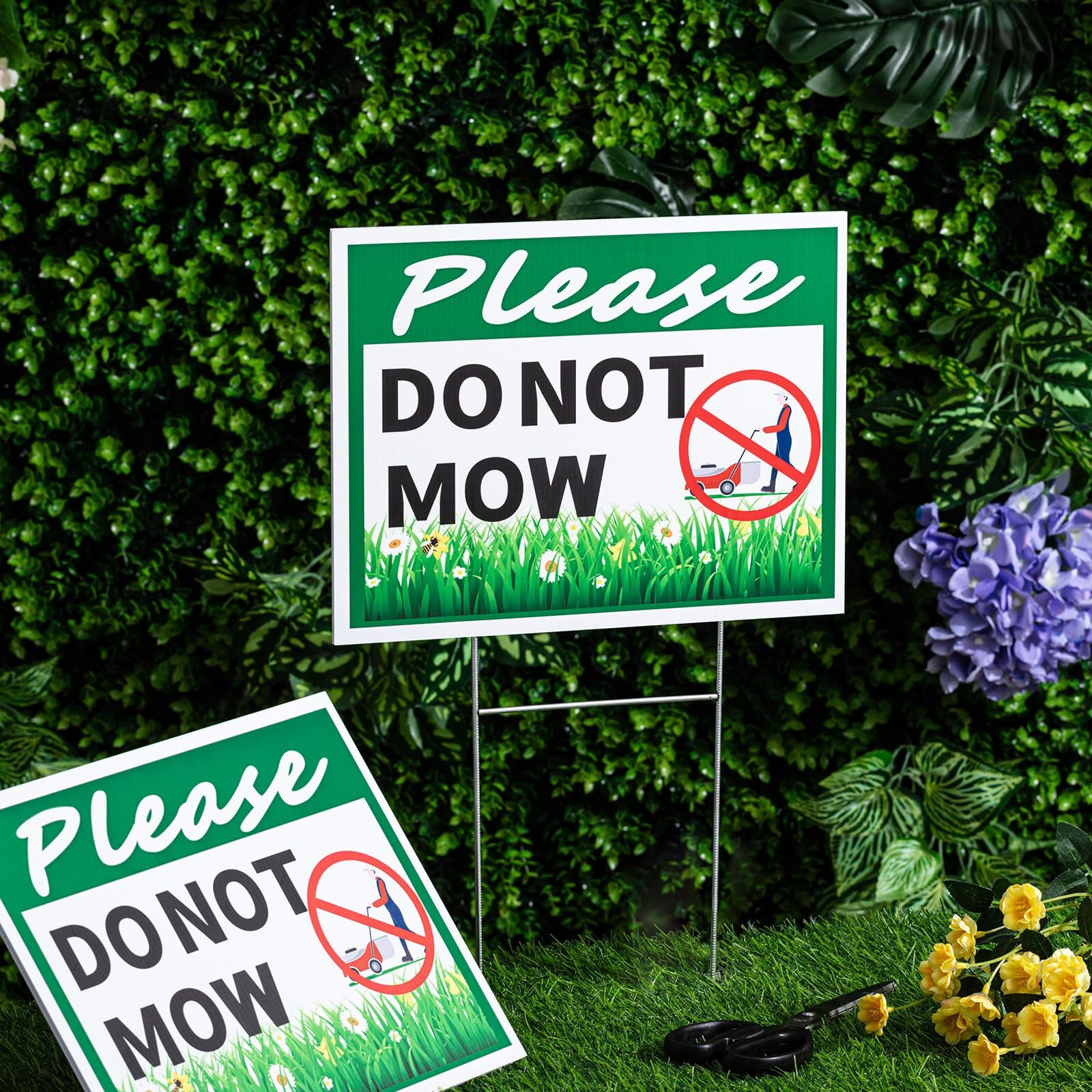 6 Pcs Please Do Not Mow Sign with Metal H Stake 12 x 9 Inches No Mow May Yard…