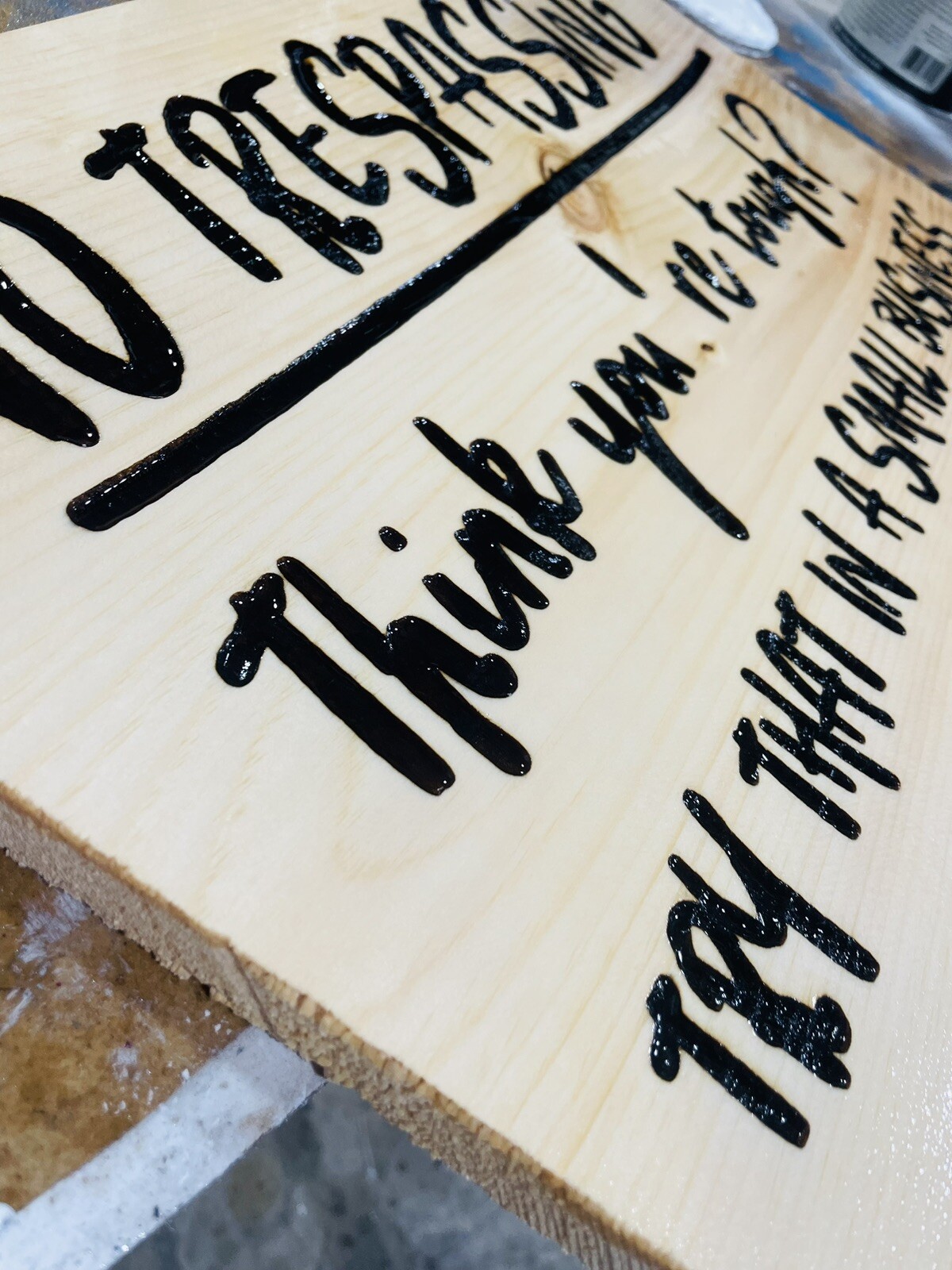 Funny •Small Business • No Trespassing • Wood Sign • Engraved 11”H X 19”L X 1”W