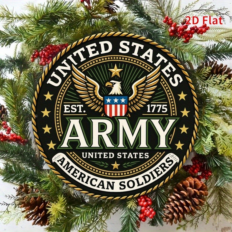 Printed Metal Sign Aluminum Sign 8 Inch Round Retro US Army Funny Decor
