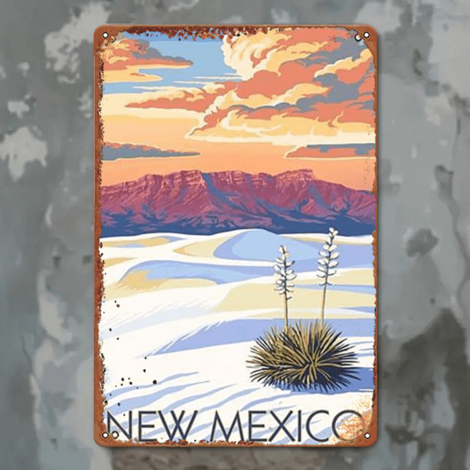 Vintage New Mexico Landscape Retro Metal Sign Southwest Travel Home Decoration