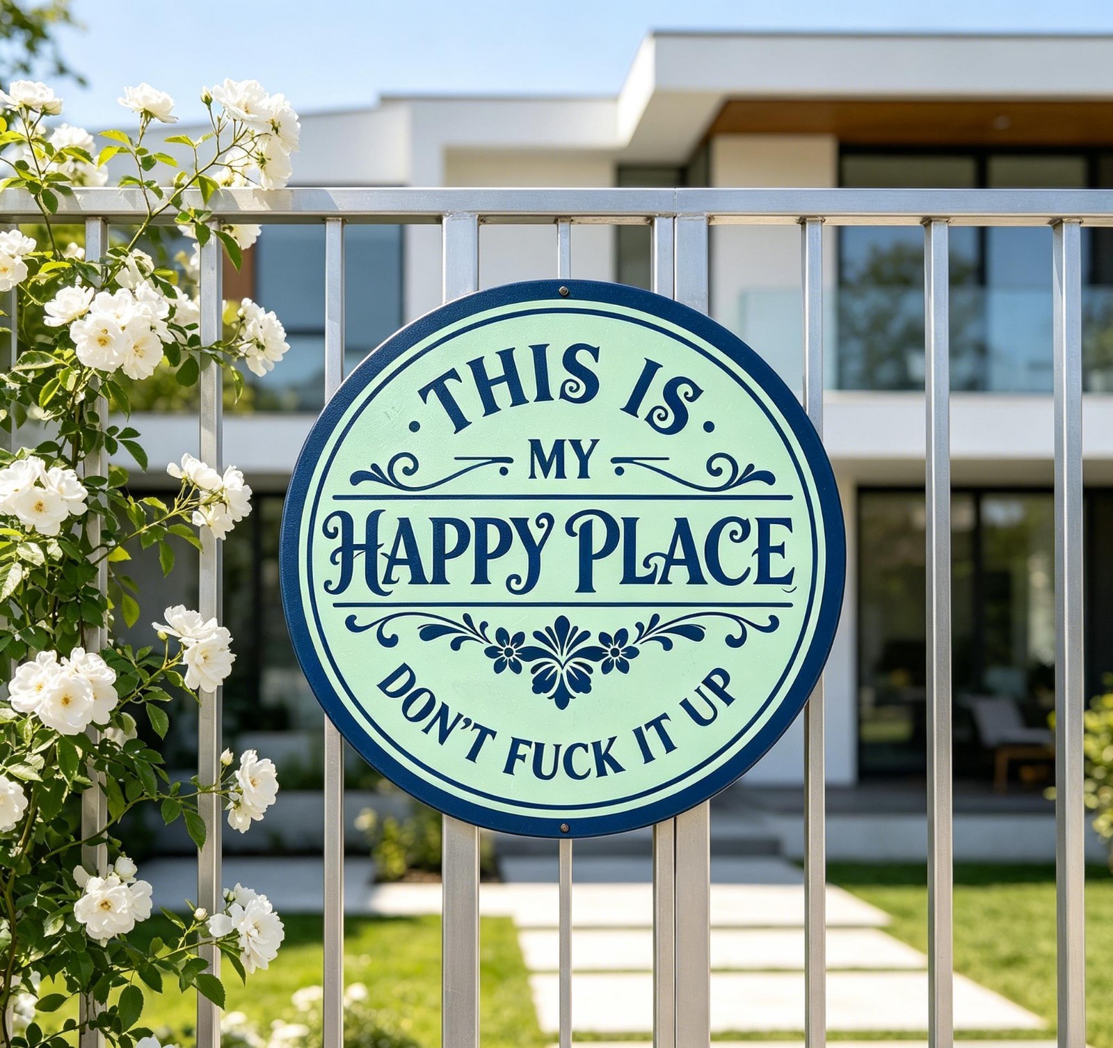 This Is My Happy Place Metal Sign Rustic Carbon Steel Farmhouse Wall Decor