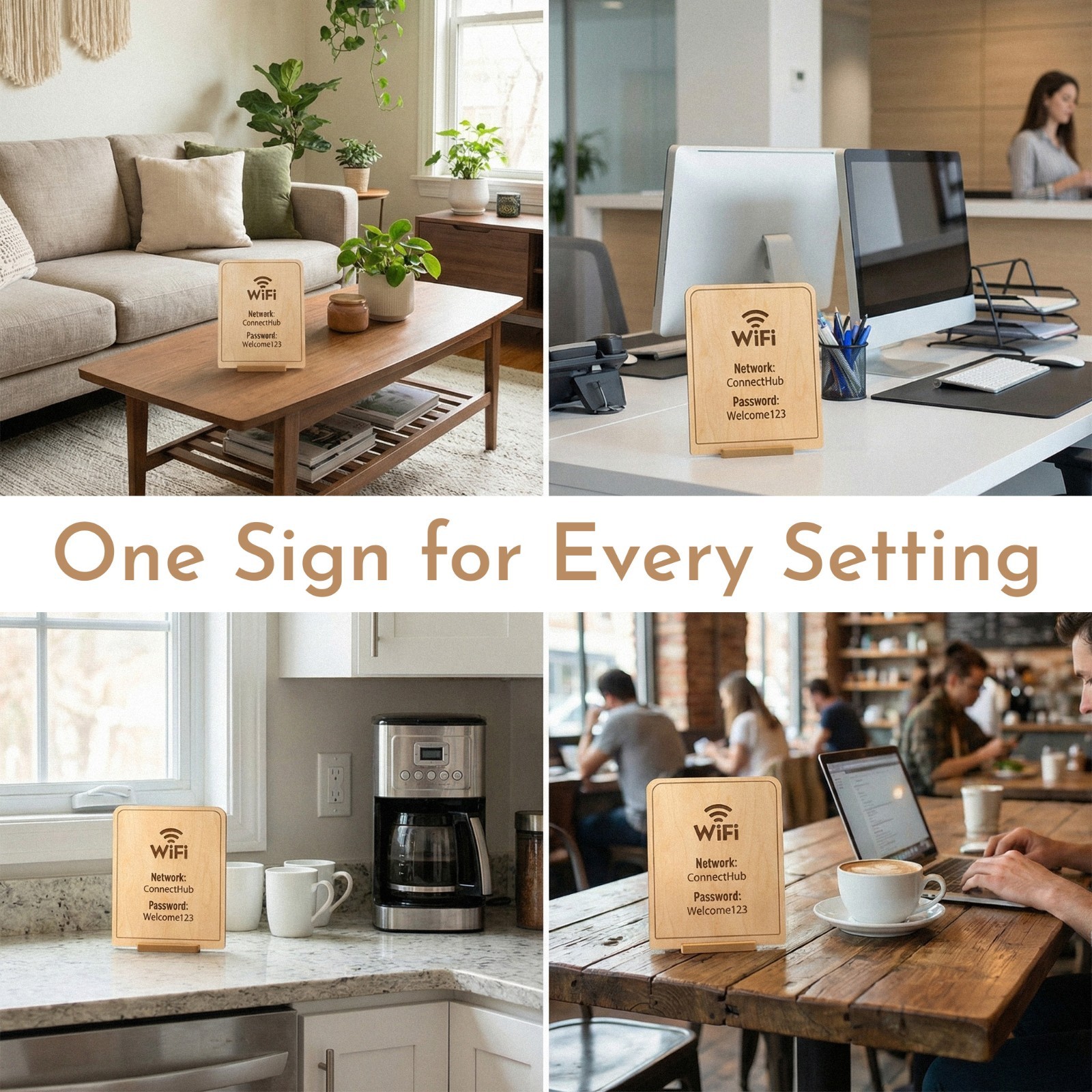 WiFi Password Sign 4 x 5″ – for Airbnb, Small Business, Rental, Salons, Restaura