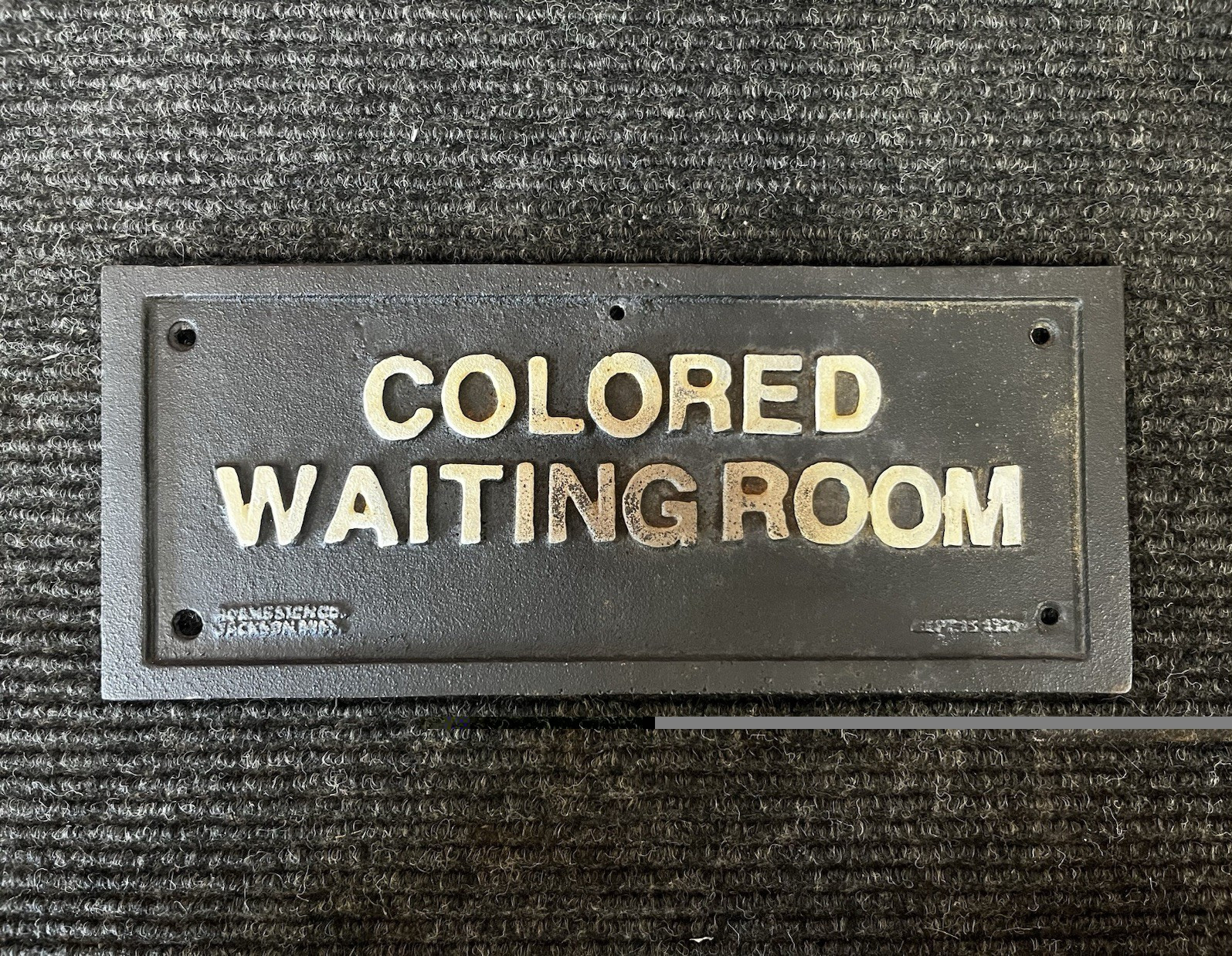 Vintage Metal Waiting Room Plaque Sign, Black/White, 3D Effect, 10 3/4×4 1/2