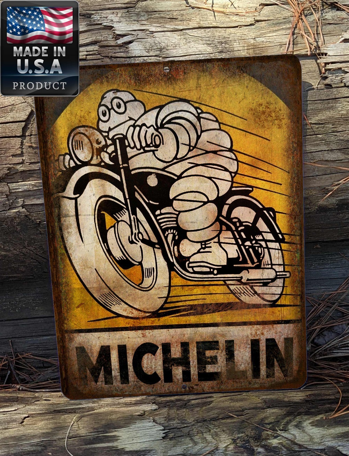 Michelin Motorcycle Vintage Reproduction 9″ x 12″ Metal Sign Man Cave Garage