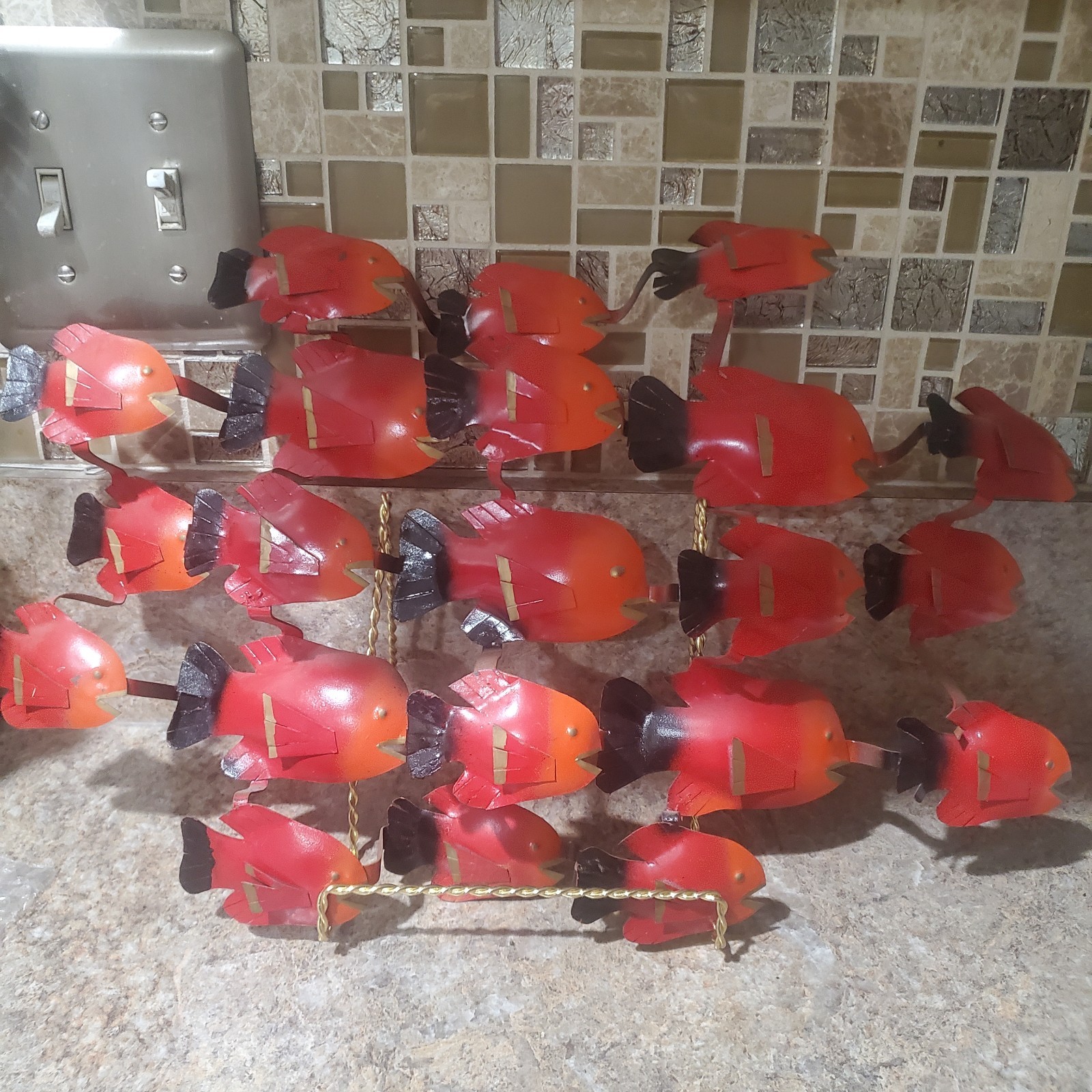 School Of Fish Metal Wall Art Decoration. Measures 17 X 11
