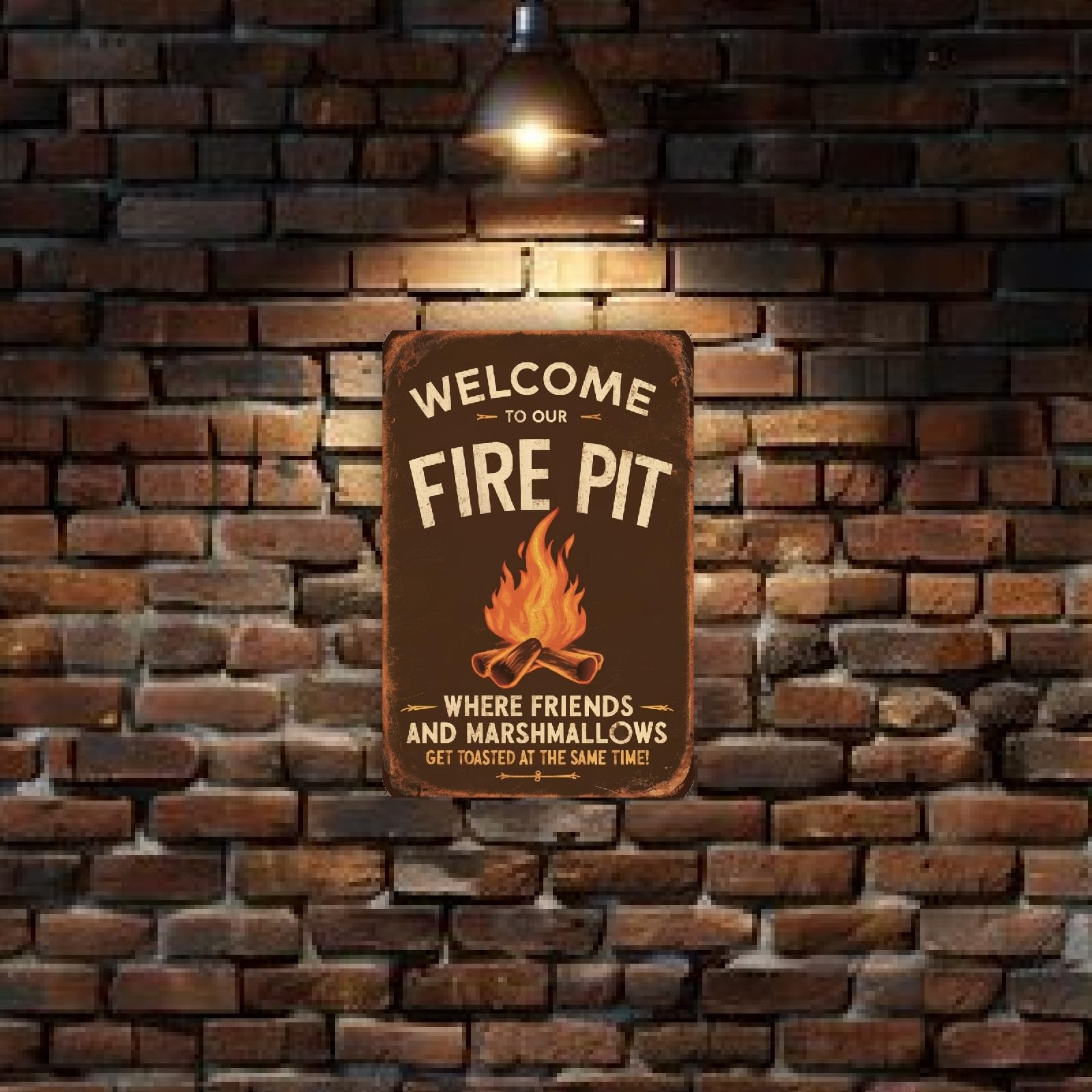 Welcome to Our Fire Pit Metal Sign 8×12 Vintage Rustic