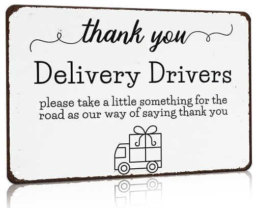 Bestylez Thank You Delivery Driver Vintage Metal 8 inches by 12 inches, Grey