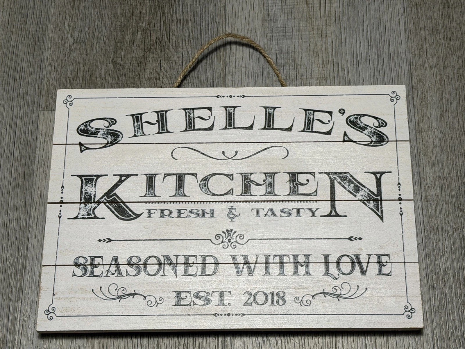 SHELLE’S Kitchen EST.2018 Personalized Sign Seasoned With Love Custom Wood Sign